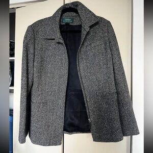 Ralph Lauren Black and White Herringbone Trench Coat